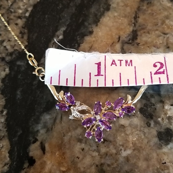 Vintage 14kt Amethyst/Diamond Necklace - Picture 10 of 11